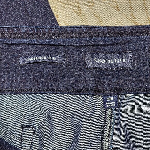 Charter Club Plus Size Cambridge Slim Leg Stretch Blue Denim Pull On Pants 28W - Picture 15 of 16